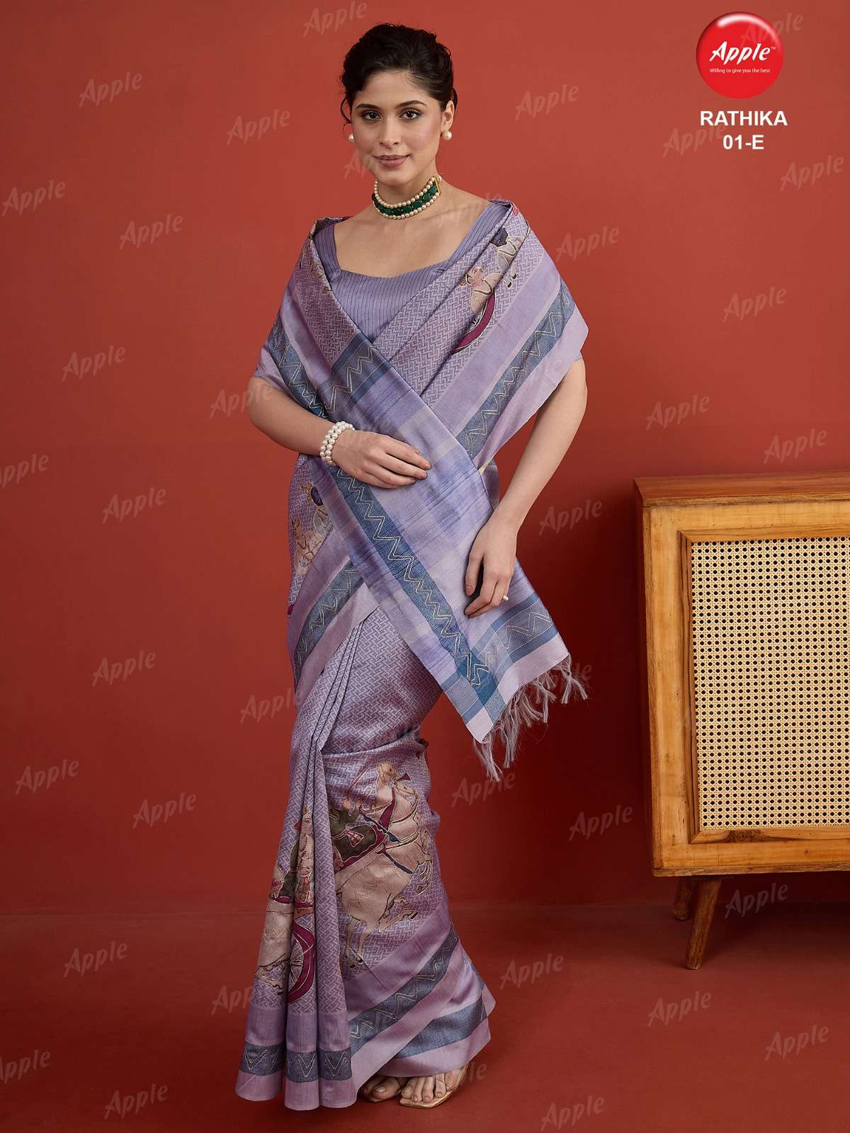 APPLE RATHIKA 1 ART SILK FABRIC WITH HERITAGE ART WORK ON SAREE WHOLESALE IN SURAT 